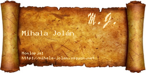 Mihala Jolán névjegykártya