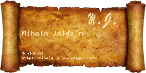 Mihala Jolán névjegykártya
